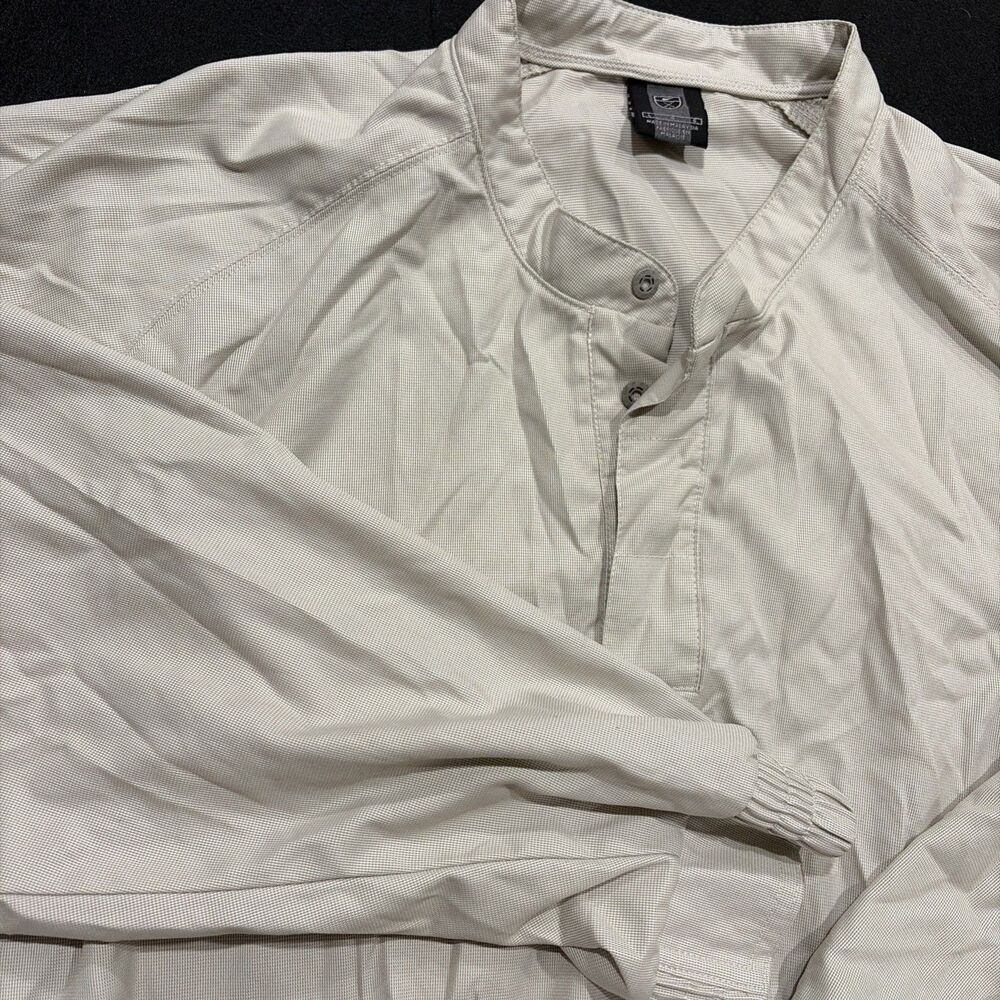 Nike Golf Shield Windbreaker Mens Large Beige Pullover Snap 1/4 Button Tiger